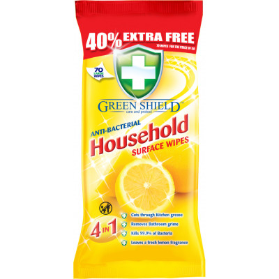 Салфетки для уборки Green Shield Household антибактериальный для бытовых поверхностей 70 шт. (5060110225316)
