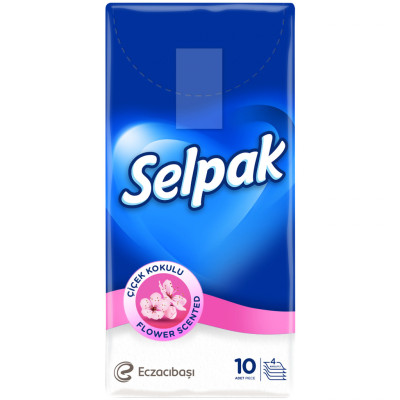 Салфетки косметические Selpak с цветочным ароматом 10 шт. (8690530001350)