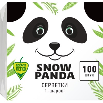 Салфетки косметические Сніжна Панда однослойные белые 33x33 см 100 шт. (4823019011036)