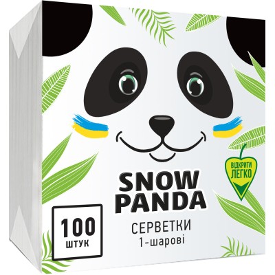 Серветки косметичні Сніжна Панда одношарові білі 24x24 см 100 шт. (4823019007879)