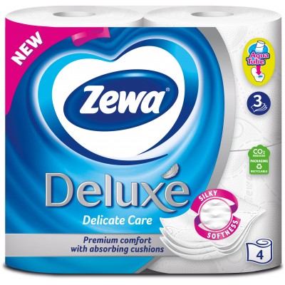 Туалетная бумага Zewa Deluxe белая 3 слоя 4 рулона (7322540313369)