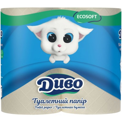 Туалетная бумага Диво Ecosoft 2 слоя серая 4 рулона (4820003831892)