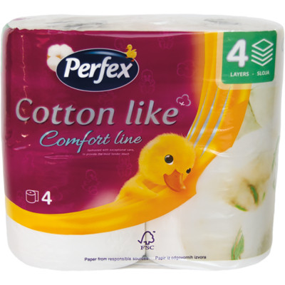 Туалетная бумага Perfex Cotton Like Comfort Line 4 слоя 4 рулона (8606108597934)