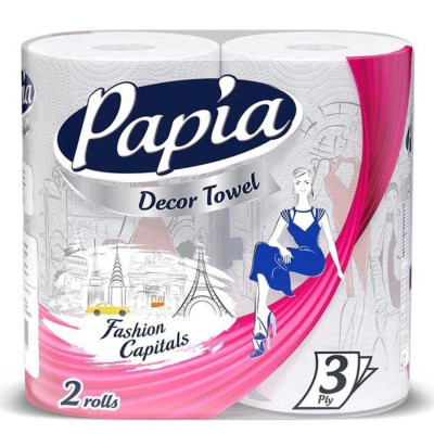 Бумажные полотенца Papia Decor 3 слоя 2 рулона (8690536019021)