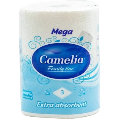 Бумажные полотенца Camelia Mega Белые 3 слоя 1 рулон (8606107569871)