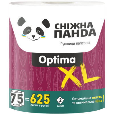 Паперові рушники Сніжна Панда Optima XL 2 шари 1 рулон (4820183972590)