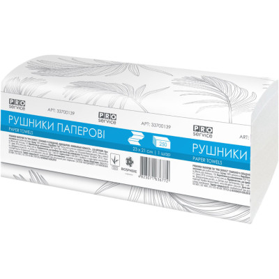 Бумажные полотенца PRO service Comfort V-складання одношарові 250 шт. (4823071636772)