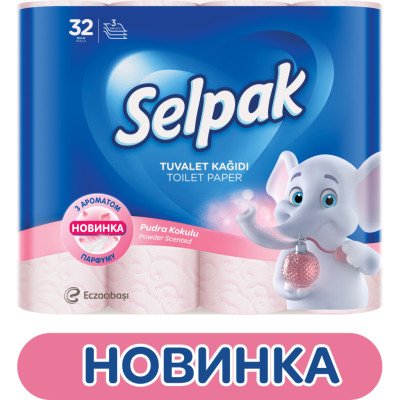 Туалетная бумага Selpak Perfumed Пудра 3 слоя 32 рулона (8690530324824)