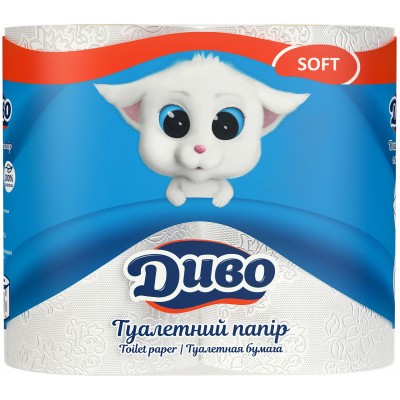 Туалетная бумага Диво Soft 2 слоя белая 4 рулона (4820003831915)