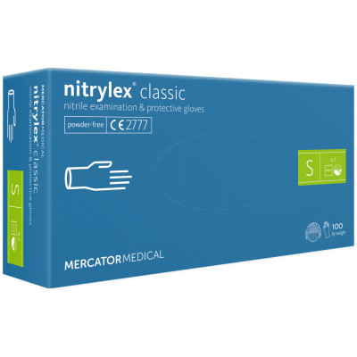 Медицинские перчатки Mercator Medical Nitrylex Classic Нитриловые Неопудренные диагностические Размер S Синие 100 шт. (3.1009) (5906615102298)