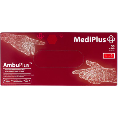 Медицинские перчатки MediPlus AmbuPlus Латексные смотровые неприпудренные Синие Размер L 50 шт. (9551004355852)