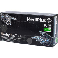 Медичні рукавички MediPlus BlackyPlus Light Нітрилові оглядові нестерильні неприпудрені Чорні Розмір S 100 шт. (6970245754492)