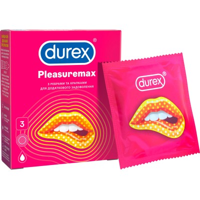 Презервативы Durex Pleasuremax с силиконовой смазкой с ребрами и точками 3 шт. (5038483203989)