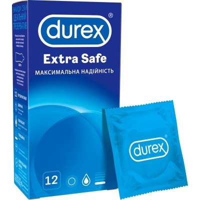 Презервативы Durex Extra Safe с силикон. смазкой максимальная надежность 12 шт. (5010232954205)