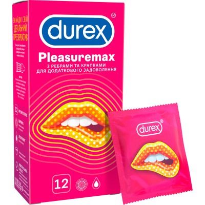 Презервативы Durex Pleasuremax с силиконовой смазкой с ребрами и точками 12 шт. (5038483204016)