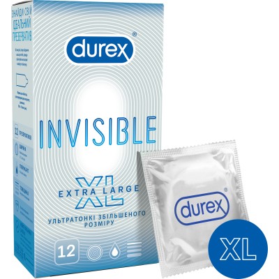 Презервативы Durex Invisible XL ультратонкие увеличенного размера (шире) 12 шт. (5052197057119)