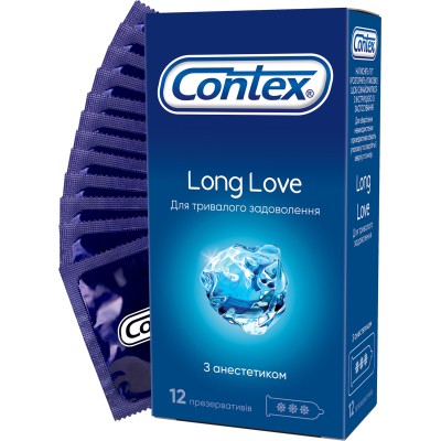 Презервативы Contex Long Love с анестетиком латексные с силикон. смазкой 12 шт. (5060040302545)