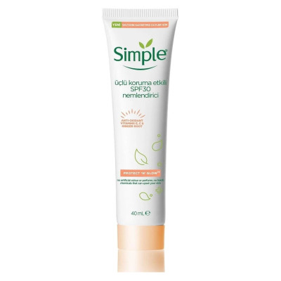 Крем для лица Simple Protect & Glow Тройной защиты с SPF 30 Увлажняющий 40 мл (8717163866900)