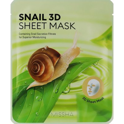 Маска для обличчя Missha Snail 3D Sheet Mask З муцином равлика 21 г (8806185723510)