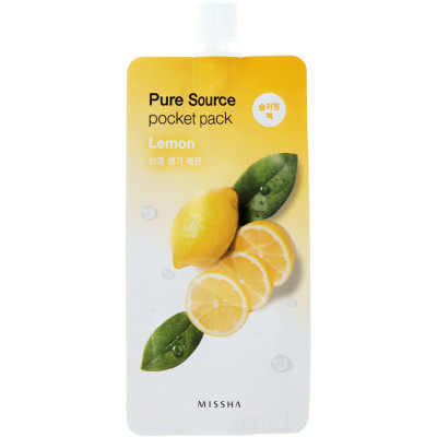 Маска для обличчя Missha Pure Source Pocket Pack Lemon Нічна з екстрактом лимона 10 мл (8806185781879)