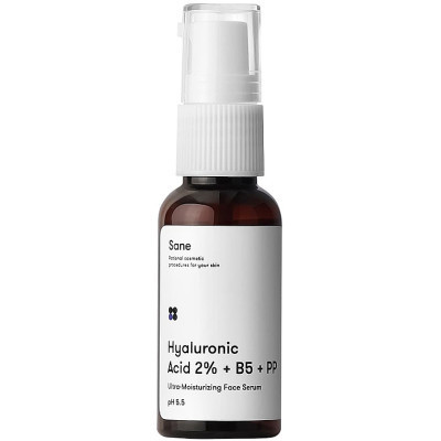 Сыворотка для лица Sane Hyaluronic Acid 2% + B5 + PP С гиалуроновой кислотой и витаминами B5 РР 30 мл (4820266830496)