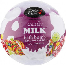 Бомбочка для ванни Dolce Vero Candy Milk з протеїнами молока фіолетова 75 г (4820091146380)