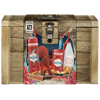 Набір косметики Old Spice Твердий дезодорант Deep Sea + Гель для душу 3-в-1 Deep Sea + Лосьйон після гоління Captain (8700216131421)