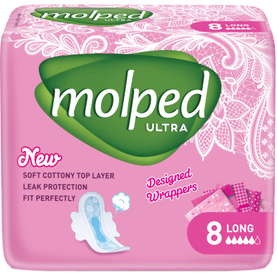 Гигиенические прокладки Molped Ultra Long 5 капель 8 шт. (8690536837601)