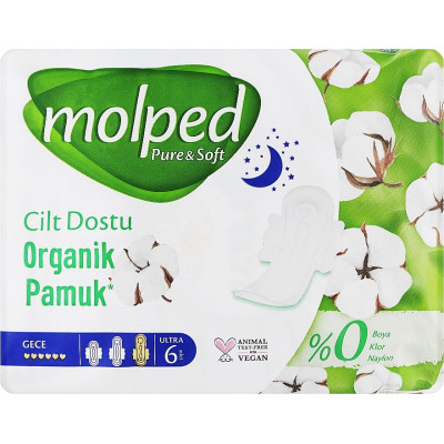 Гігієнічні прокладки Molped Pure&Soft Night 6 крапель 6 шт. (8690536842247)