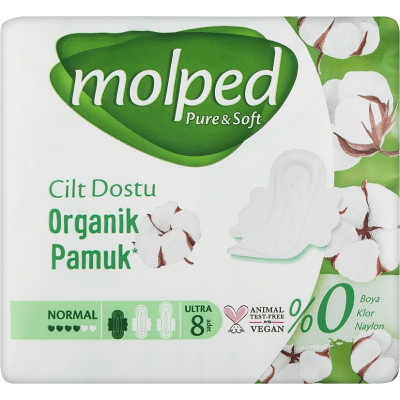 Гігієнічні прокладки Molped Pure&Soft Normal 4 краплі 8 шт. (8690536842186)