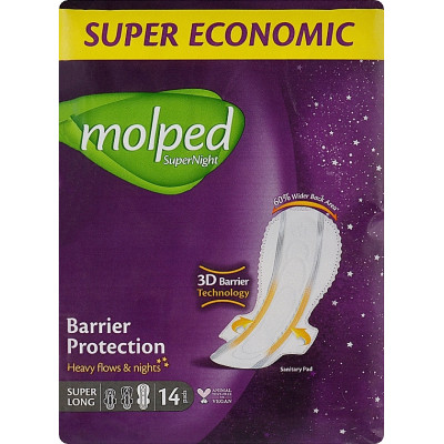 Гігієнічні прокладки Molped SuperNight Super Long 35 см 14 шт. (8690536829187)