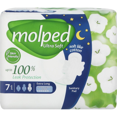 Гігієнічні прокладки Molped Ultra Soft Extra Long 6 крапель 32 см 7 шт. (8690536845231)