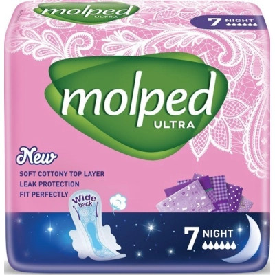 Гигиенические прокладки Molped Ultra Night 6 капель 7 шт. (8690536837625)