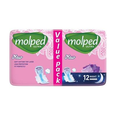 Гигиенические прокладки Molped Ultra Night 6 капель 12 шт. (8690536825202)