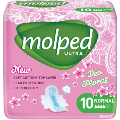 Гигиенические прокладки Molped Ultra Normal 4 капли 10 шт. (8690536837588)