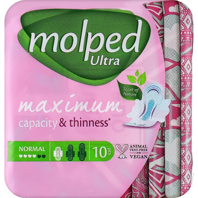 Гігієнічні прокладки Molped Ultra Normal Deo Floral 4 краплі 10 шт. (8690536838547)