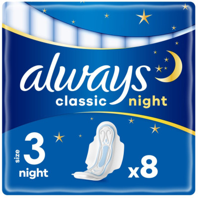 Гігієнічні прокладки Always Classic Night Розмір 3 8 шт. (4015400260837)