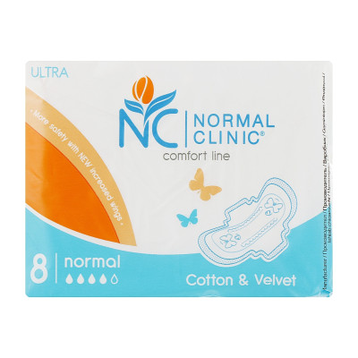 Гигиенические прокладки Normal Clinic Ultra Cotton & Velvet Normal 8 шт. (3800213302888)