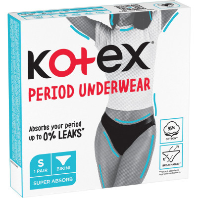 Гігієнічні прокладки Kotex Менструальна білизна Розмір S 1 шт. (5029053590219)