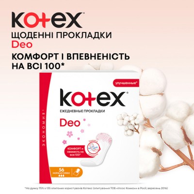 Ежедневные прокладки Kotex Normal Deo 56 шт. (5029053548234/5029053548098)