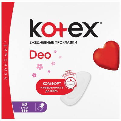 Ежедневные прокладки Kotex Deo Super 52 шт. (5029053548685)