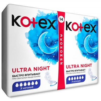 Гігієнічні прокладки Kotex Ultra Night 14 шт. (5029053545226)