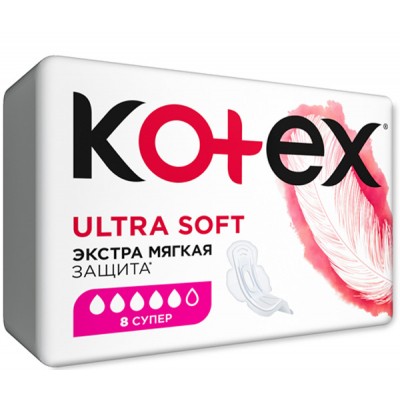 Гигиенические прокладки Kotex Ultra Soft Super 8 шт. (5029053542683)