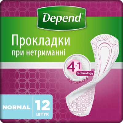 Урологические прокладки Depend Normal Plus Pad 12 шт. (5029053546162/5029053561585)