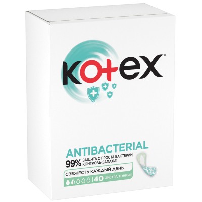 Ежедневные прокладки Kotex Antibacterial Extra Thin 40 шт. (5029053549149)