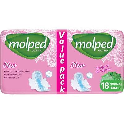 Гигиенические прокладки Molped Ultra Normal Eco 4 капли 18 шт. (8690536825165)