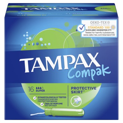 Тампони Tampax Compak Super с апликатором 16 шт (4015400219712)