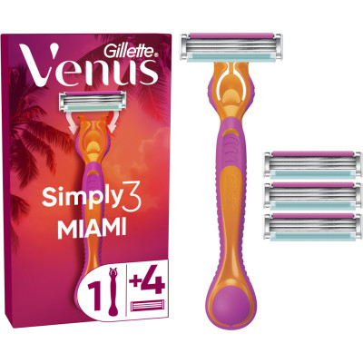 Бритва Gillette Simply Venus 3 Miami с 4 сменными картриджами (8700216878333)