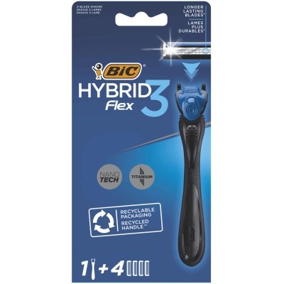 Бритва Bic Flex 3 Hybrid із 4 змінними картриджами (3086123644939)