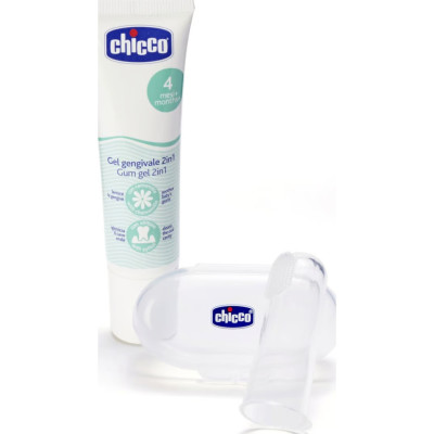 Детская зубная паста Chicco Набор: гель для десен 2в1+ зубная щетка-массажер (11262.00)